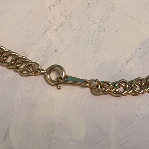 VTG 70s Gold Tone Dbl Curb Fancy Chain 36" Opera Length Necklace/Colored Stones - Picture 9 of 12